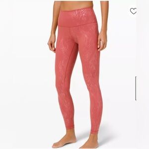 Lululemon Wunder Under Shine Acclimatize Cranberry Pink Foil Leggings Size 6